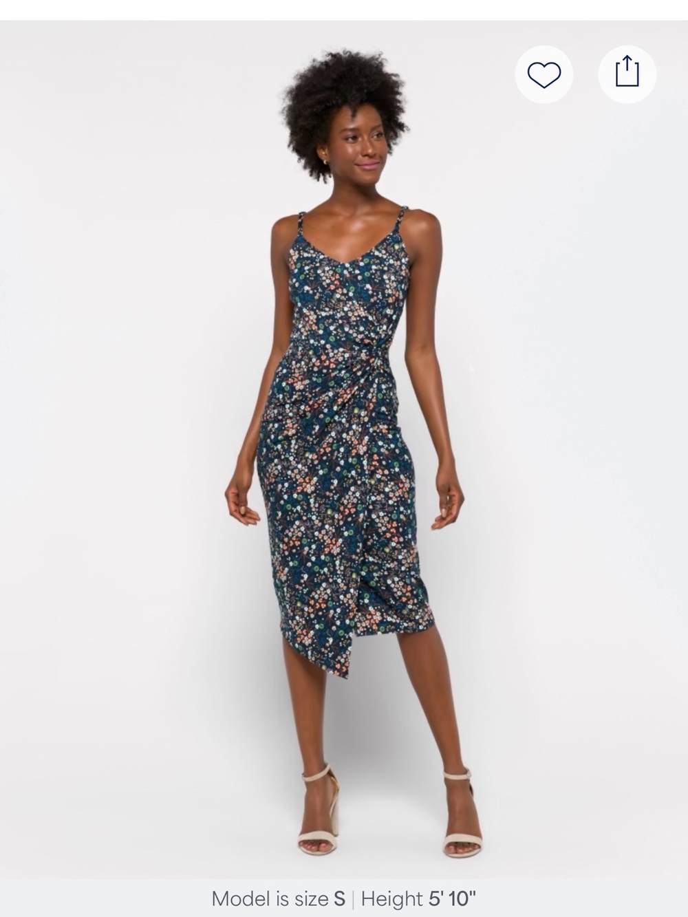 nine britton Teal Navy Floral Wrap Midi Dress